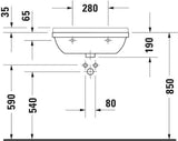 DURAVIT Waschtisch Starck 3 Med 500 mm ohne Überlauf, mit Hahnlochbank, weiß