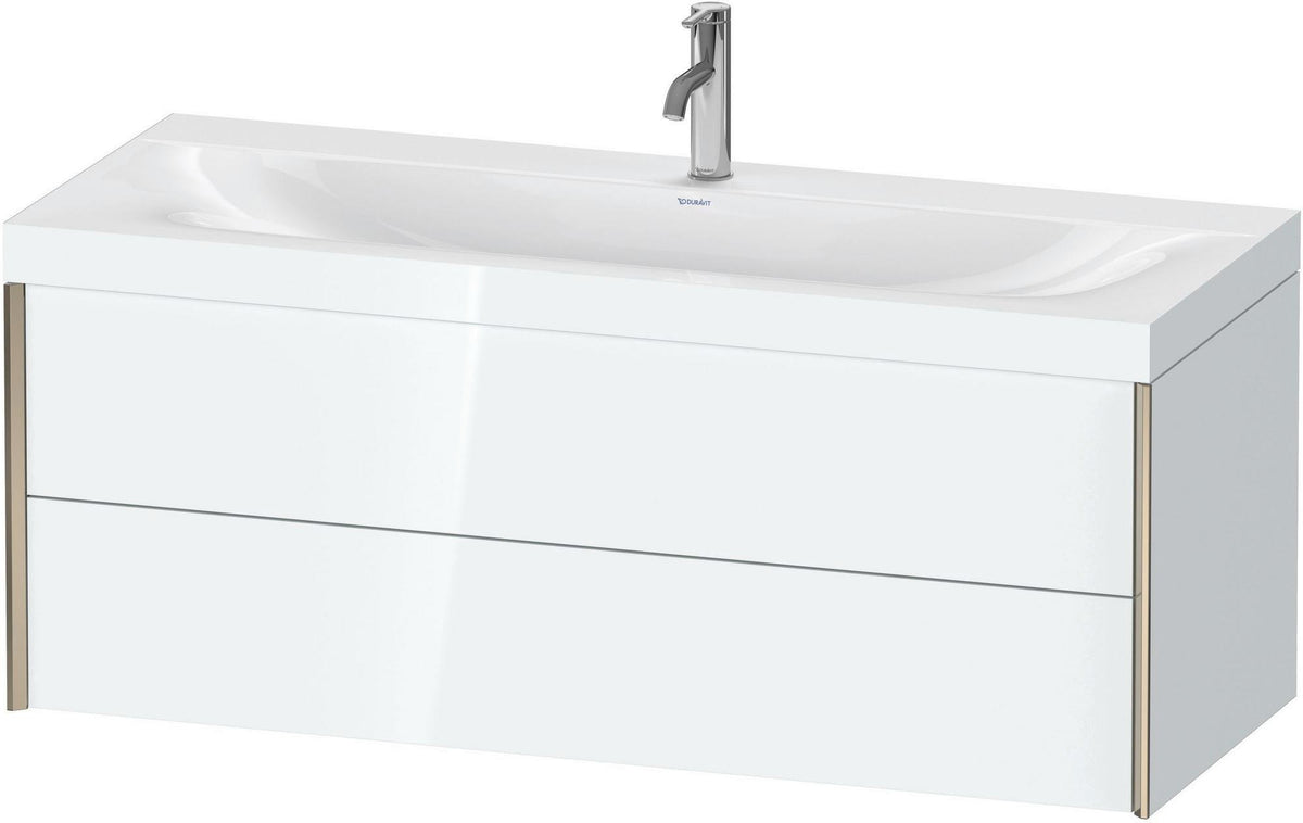 Duravit XViu c-bonded Waschtischunterbauset 1200 mm, 2 Schubkästen, champagner matt/weiß hochglanz