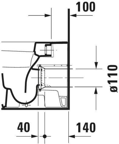 DURAVIT DuraStyle Stand-WC 575 mm Tiefspüler, Abgang waagerecht, WonderGliss, weiß