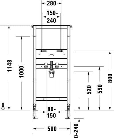 Duravit DuraSystem Waschtisch-Vorwandelement 500 x 1148 mm – Trockenbau, höhenverstellbar