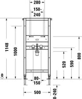 Duravit DuraSystem Waschtisch-Vorwandelement 500 x 1148 mm – Trockenbau, höhenverstellbar