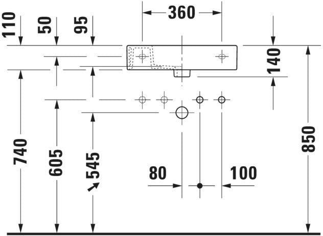 DURAVIT Vero Air Handwaschbecken 500 mm ohne Hahnloch & Überlauf – Weiß, wandhängend