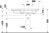 Duravit DuraStyle Möbelwaschtisch 1000 mm weiß mit WonderGliss, Becken rechts, 3 Hahnlöcher