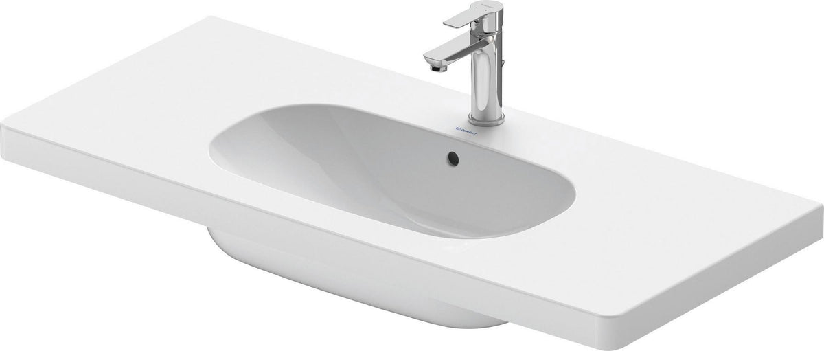 Duravit D-Code Möbelwaschtisch 1050 mm Weiß mit Überlauf und Hahnlochbank – Wandhängend