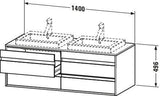DURAVIT Ketho Waschtischunterbau wandhängend 1400 mm, 4 Schubkästen, weiß matt, 2 Becken