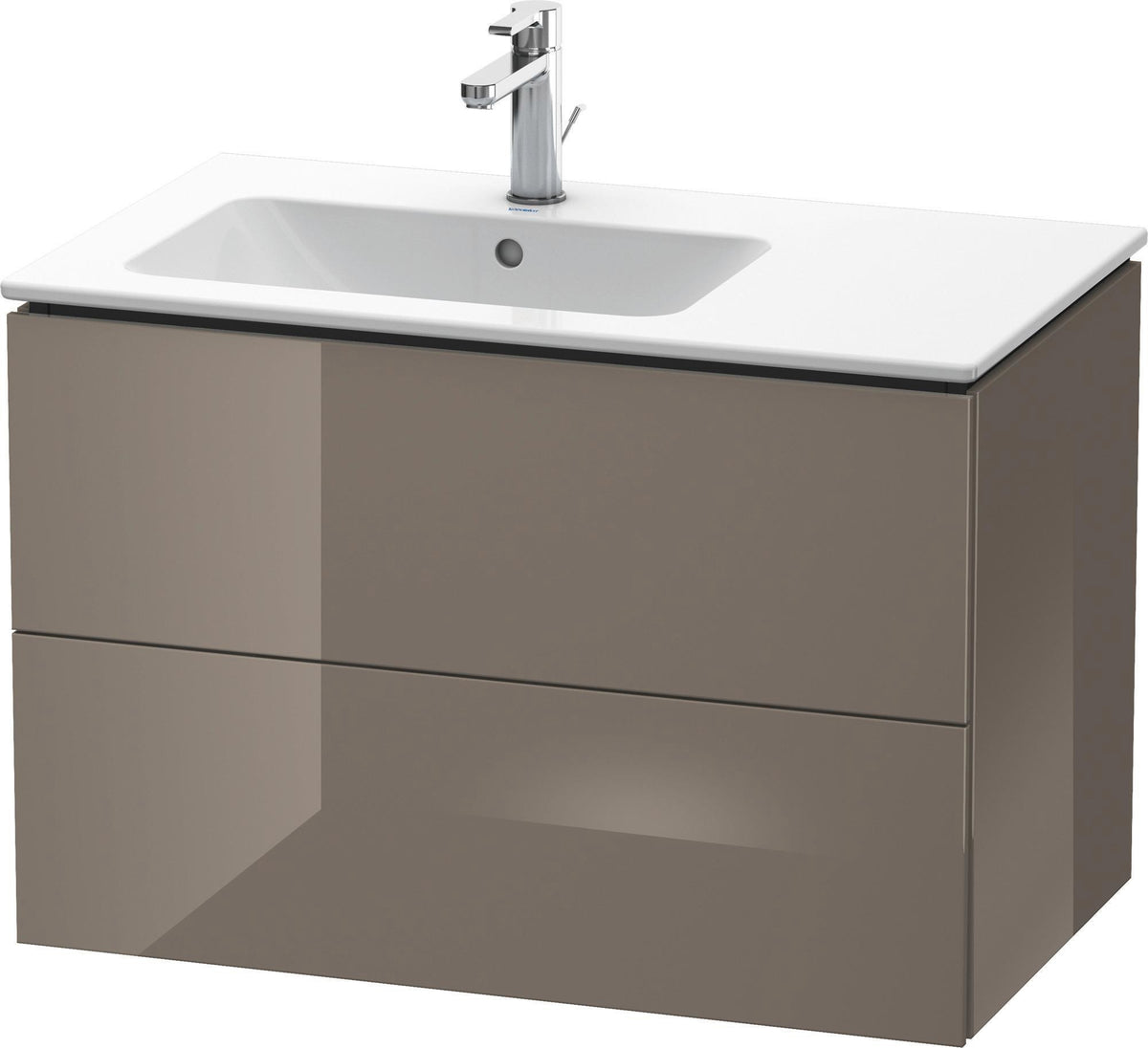 DURAVIT L-Cube Waschtischunterbau 820 mm betongrau matt – 2 Schubkästen, Becken links, wandhängend