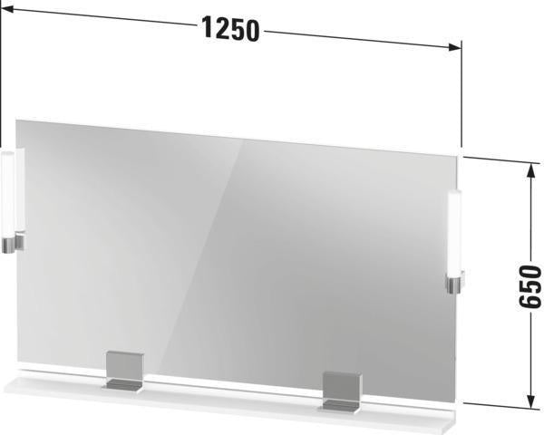 DURAVIT Sivida Spiegel 1250x650x36 mm mit LED, Dimmfunktion und Sensorschalter – Chrom/Weiß Matt
