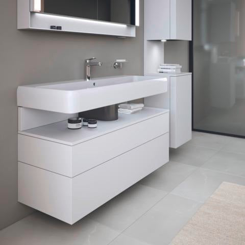 DURAVIT Qatego Hochschrank 400 mm, 2 Türen, weiß Hochglanz, Eiche Schw. Matt
