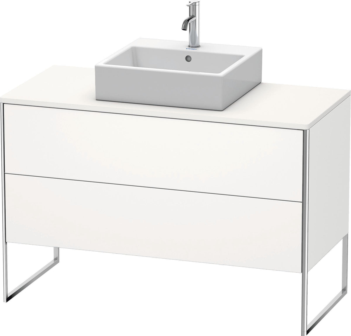 Duravit XSquare Waschtischunterbau 1200 mm, bodenstehend, 2 Schubkästen, Weiß Seidenmatt