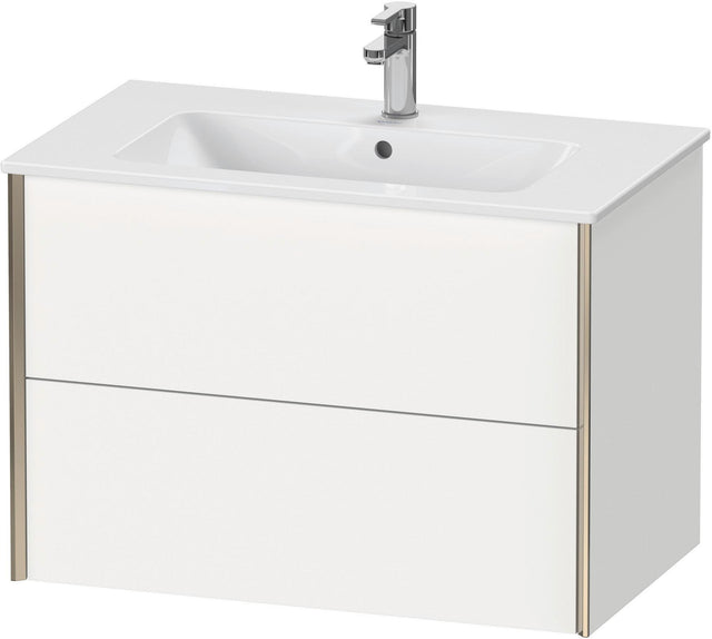 Duravit XViu Waschtischunterbau wandhängend 810 mm, 2 Schubkästen, champagner matt/weiß matt – ohne Griff, mit Tip-On-Technik