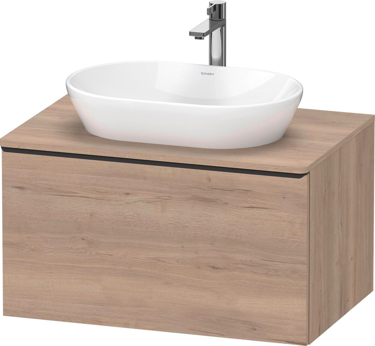 DURAVIT D-Neo Konsolenwaschtischunterbau 800 mm betongrau matt mit Bronze-Griff und Soft-Close-Auszug