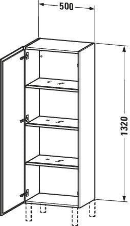DURAVIT L-Cube Halbhochschrank 363x500x1320 mm, 1 Tür links, amerikanisch nussbaum