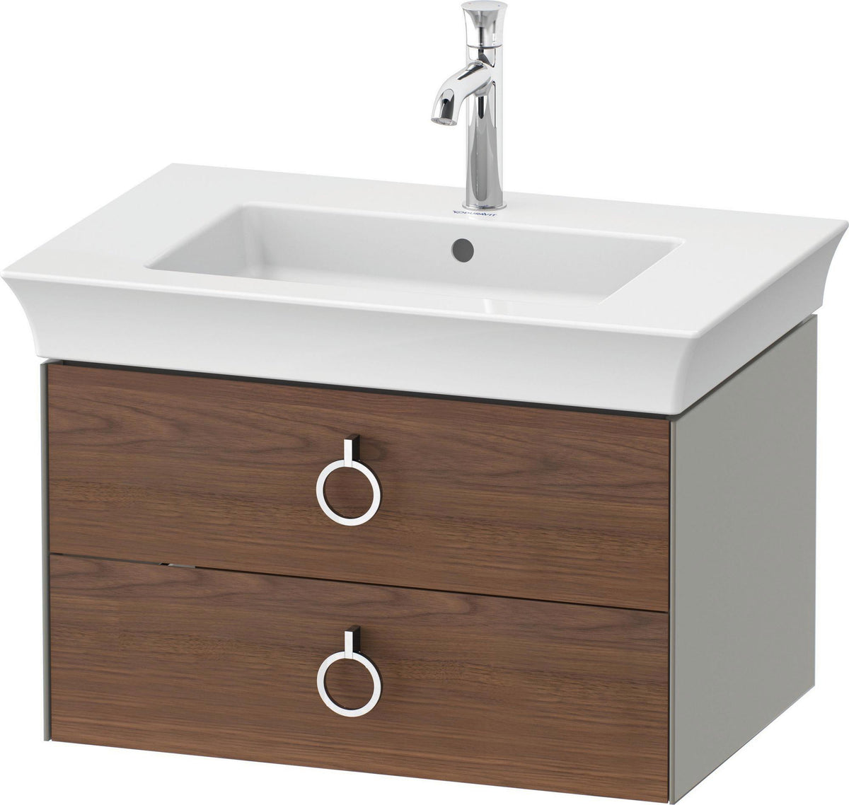 Duravit White Tulip Waschtischunterbau wandhängend 684 mm mit 2 Schubkästen und Griff, weiß seidenmatt