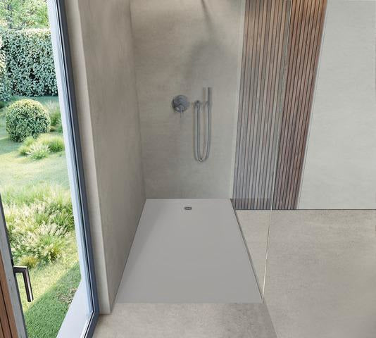 Duravit Sustano Duschwanne 1400x800x30 mm Mineralguss hellgrau matt – rechteckig, bodenbündig, mit Rutschhemmung