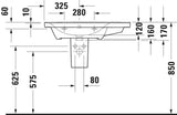 Duravit Waschtisch D-Neo 800 mm weiß mit Überlauf, Becken links, Hahnlochbank, Wandmontage