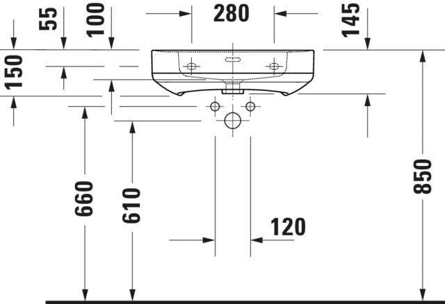 DURAVIT Waschtisch Soleil by Starck 550 mm Weiß mit Überlauf, 1 Hahnloch, Wandhängend