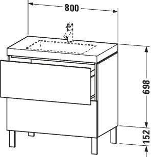 Duravit L-Cube Waschtischset 800x480mm mit Möbelwaschtisch Vero Air, 2 Auszüge, 1 Hahnlochbank, seidenmatt