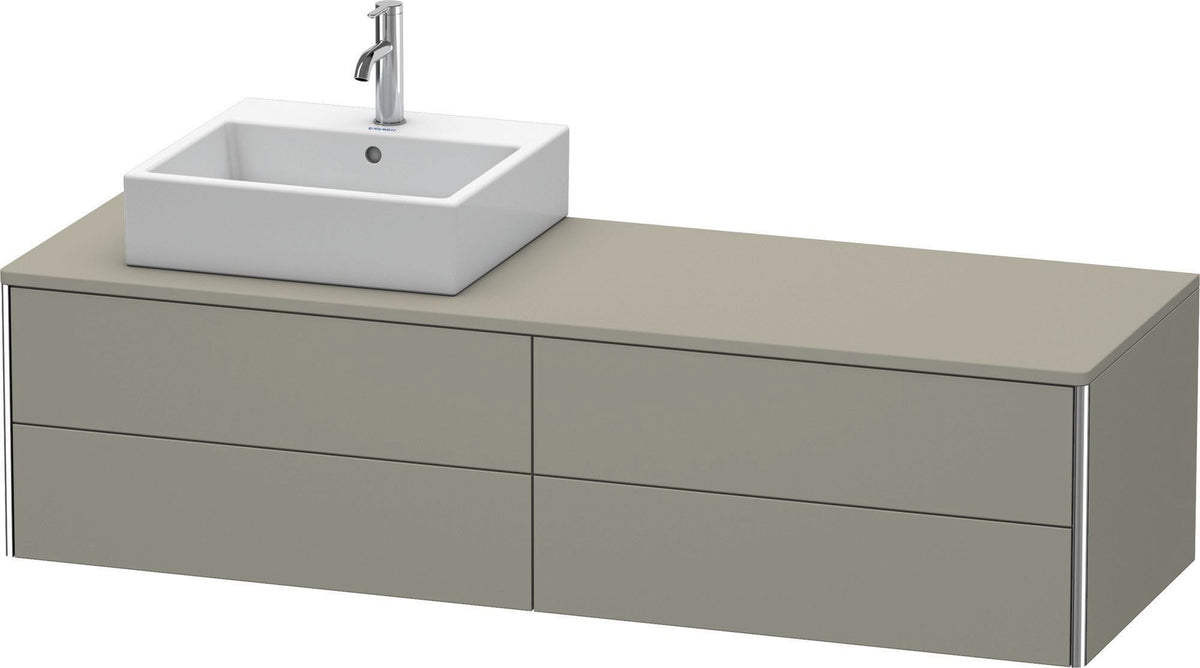Duravit XSquare Waschtischunterbau 1600 mm, betongrau matt, 4 Schubkästen, wandhängend, Becken links