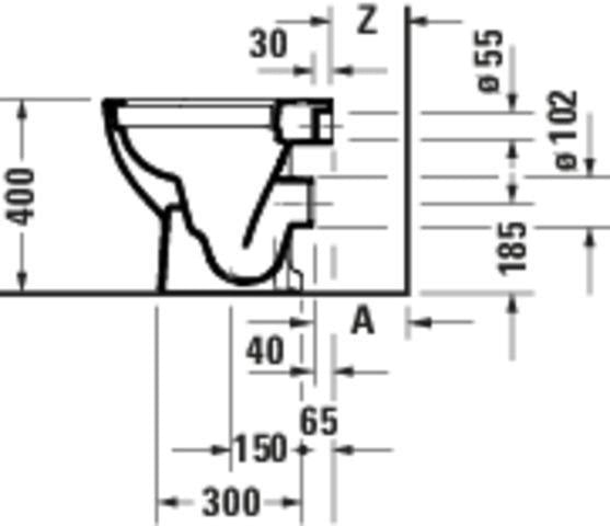 Duravit D-Code 2.0 Stand-WC 480 mm spülrandlos weiß, Abgang waagerecht, Compact