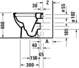 Duravit D-Code 2.0 Stand-WC 480 mm spülrandlos weiß, Abgang waagerecht, Compact