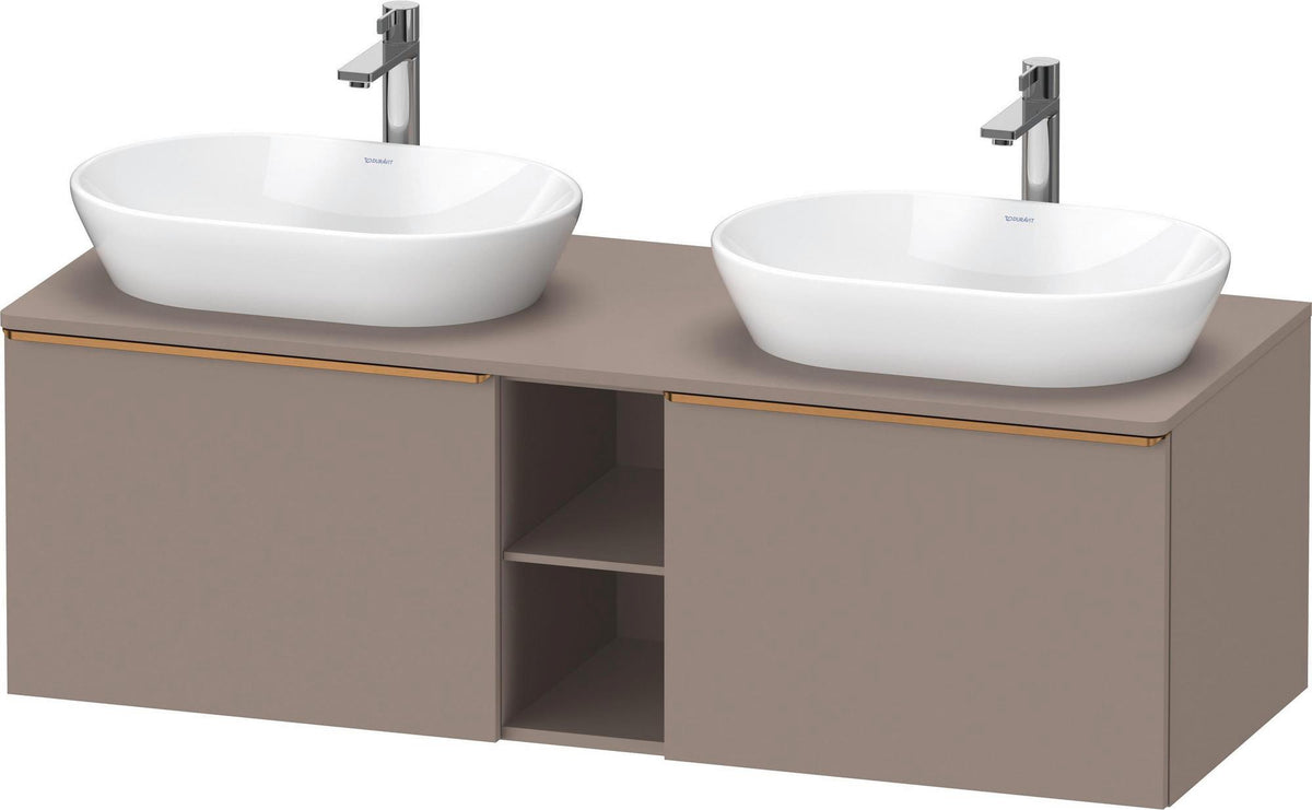 DURAVIT D-Neo Konsolenwaschtischunterbau 1400 mm betongrau matt mit 2 Auszügen und Bronze-Griffen