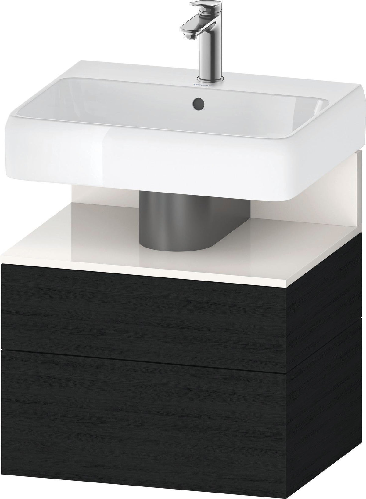 DURAVIT Qatego Waschtischunterbau 590 mm wandhängend, 1 Auszug, weiß Hochglanz, Nische Eiche Schwarz