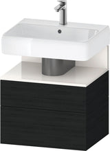 DURAVIT Qatego Waschtischunterbau 590 mm wandhängend, 1 Auszug, weiß Hochglanz, Nische Eiche Schwarz