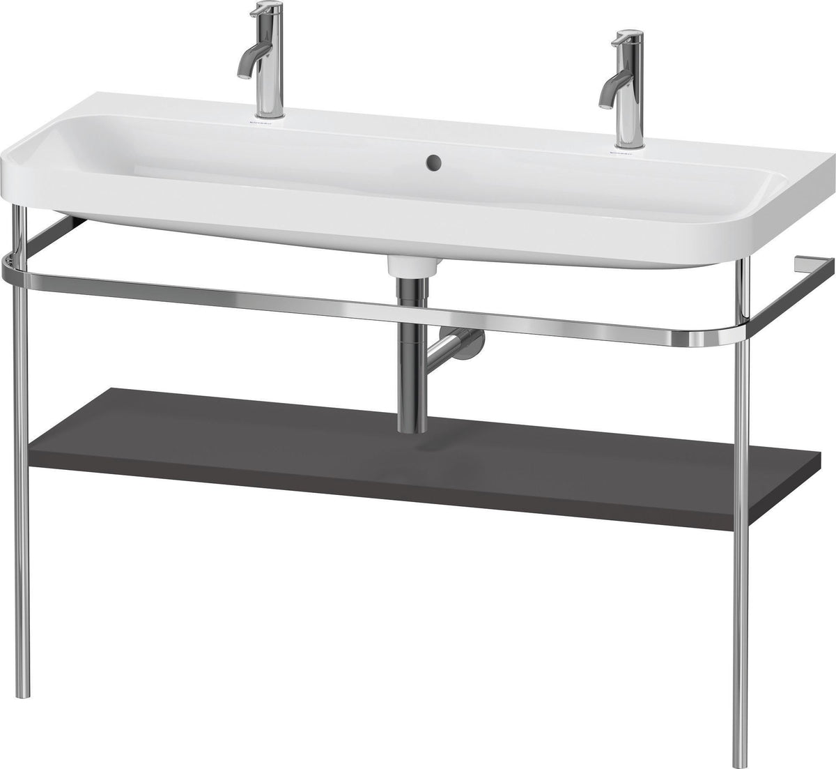 DURAVIT Happy D.2 c-shaped Waschtischset 1175 mm mit Metallkonsole und Hahnloch