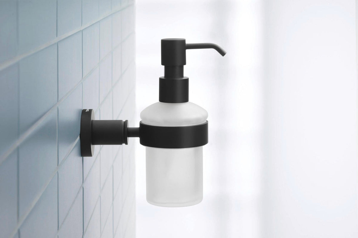 DURAVIT D-Code Seifenspender mit Glasflakon und verchromtem Messinghalter für Wandmontage