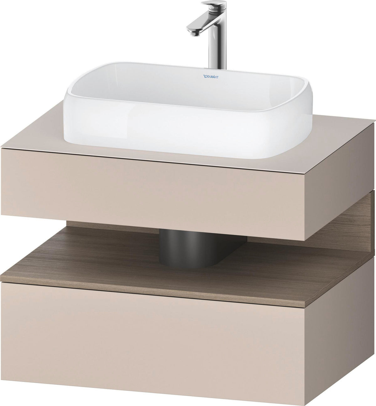 DURAVIT Qatego Konsolenwaschtischunterbau 800 mm Basalt Matt – Wandhängend mit Tip-On & LED