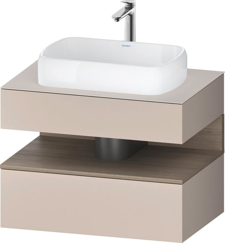 DURAVIT Qatego Konsolenwaschtischunterbau 800 mm Basalt Matt – Wandhängend mit Tip-On & LED