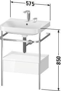 Duravit Waschtischset Happy D.2 Plus 575x490mm taupe supermatt mit Hahnloch