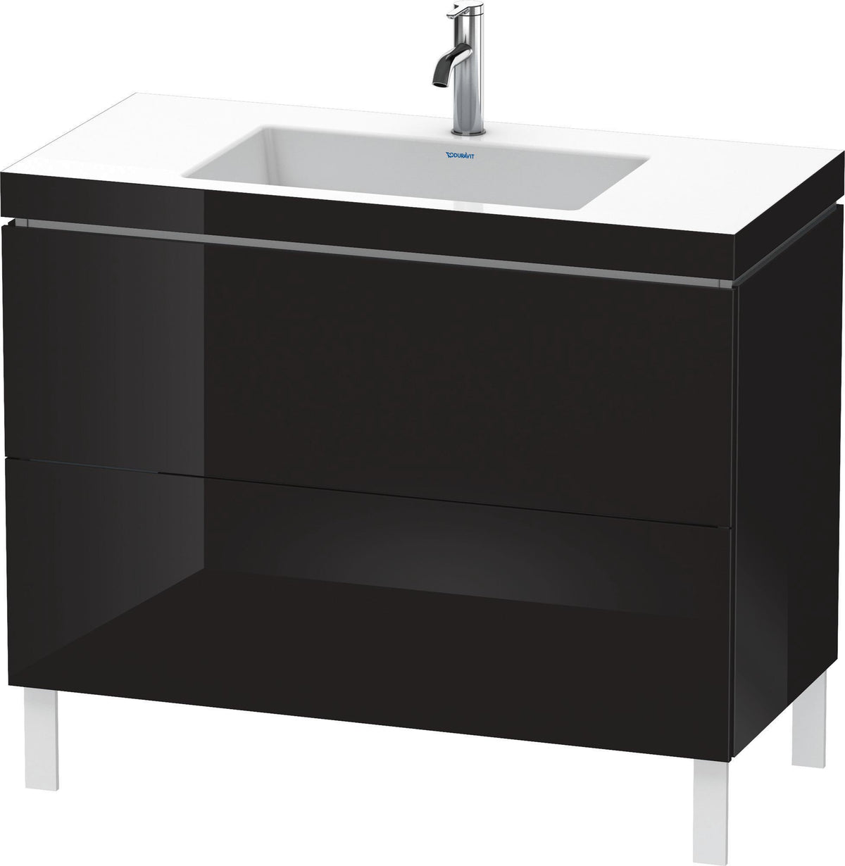Duravit L-Cube c-bonded Waschtischset 1000 mm mit Vero Air, 2 Auszüge, Schwarz Hochglanz