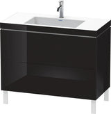 Duravit L-Cube c-bonded Waschtischset 1000 mm mit Vero Air, 2 Auszüge, Schwarz Hochglanz