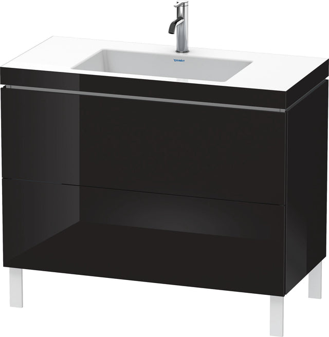 Duravit L-Cube c-bonded Waschtischset 1000 mm mit Vero Air, 2 Auszüge, Schwarz Hochglanz