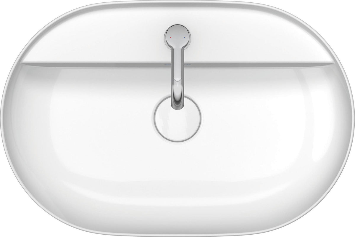 DURAVIT Aufsatzbecken Luv 600 mm weiß mit Hahnlochbank und Halbsäule, ohne Überlauf