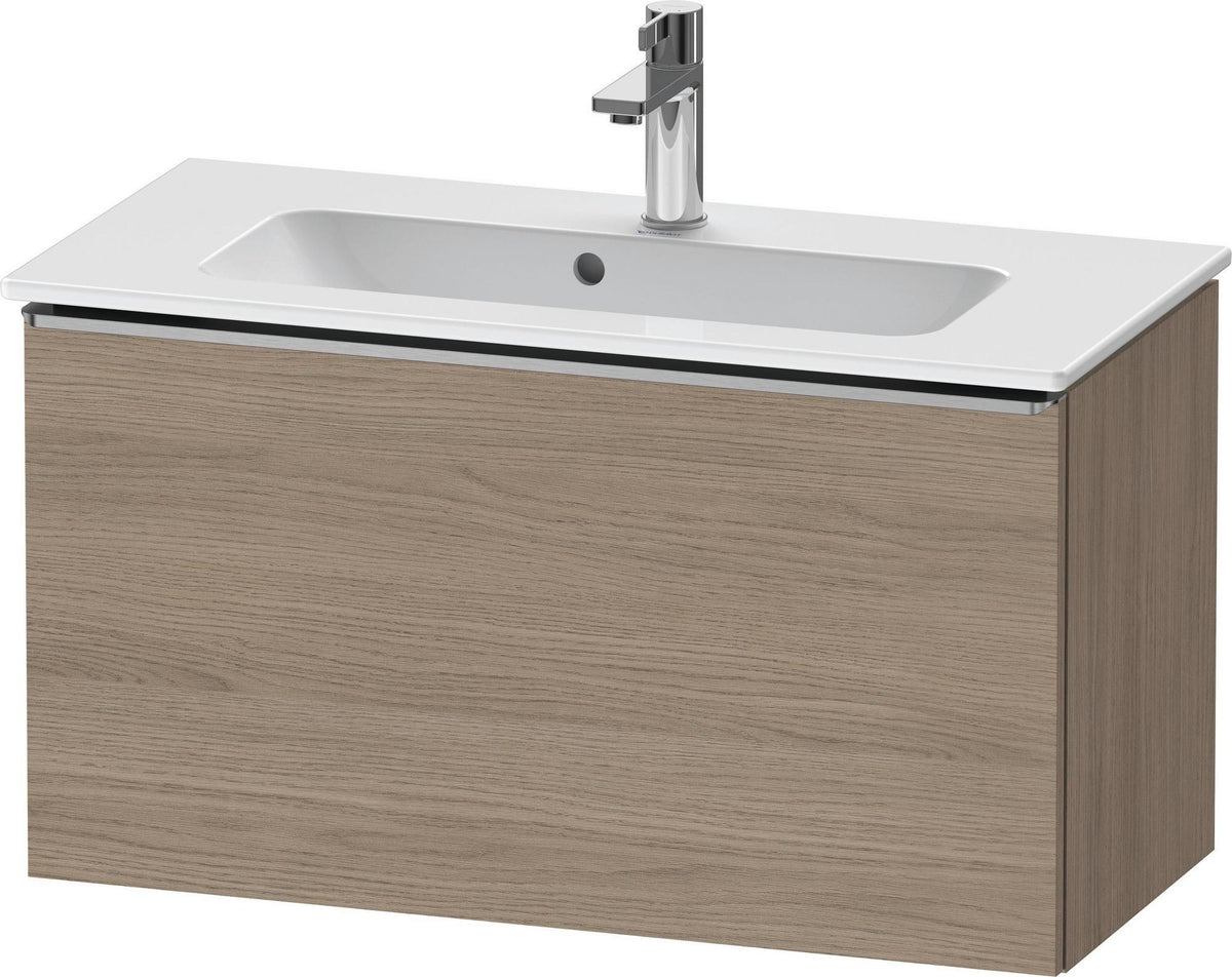 DURAVIT D-Neo Waschtischunterbau 810 mm Eiche Terra Matt mit 1 Auszug & Bronze Griff