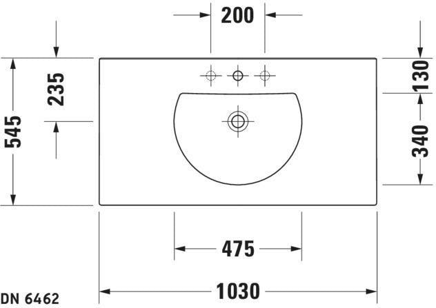 Duravit Möbelwaschtisch Darling New 1030 mm mit Überlauf und Hahnlochbank in Weiß