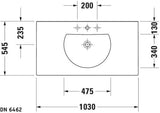Duravit Möbelwaschtisch Darling New 1030 mm mit Überlauf und Hahnlochbank in Weiß