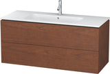 Duravit L-Cube Waschtischunterbau 1220 mm wandhängend in Amerikanisch Nussbaum mit 2 Schubkästen
