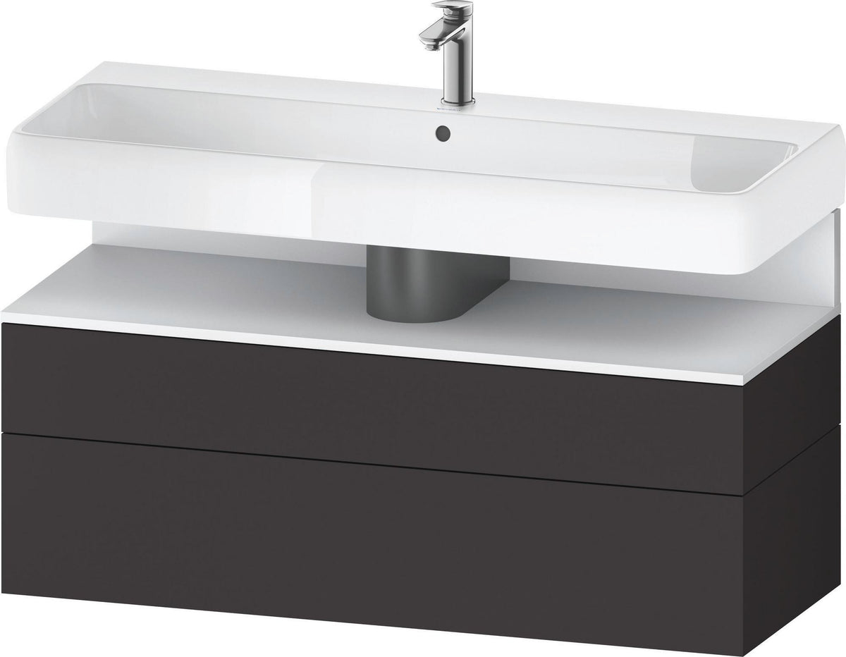 Duravit Qatego Waschtischunterbau 1190 mm – Weiß Matt mit Eiche Schwarz Nische, 1 Auszug, LED
