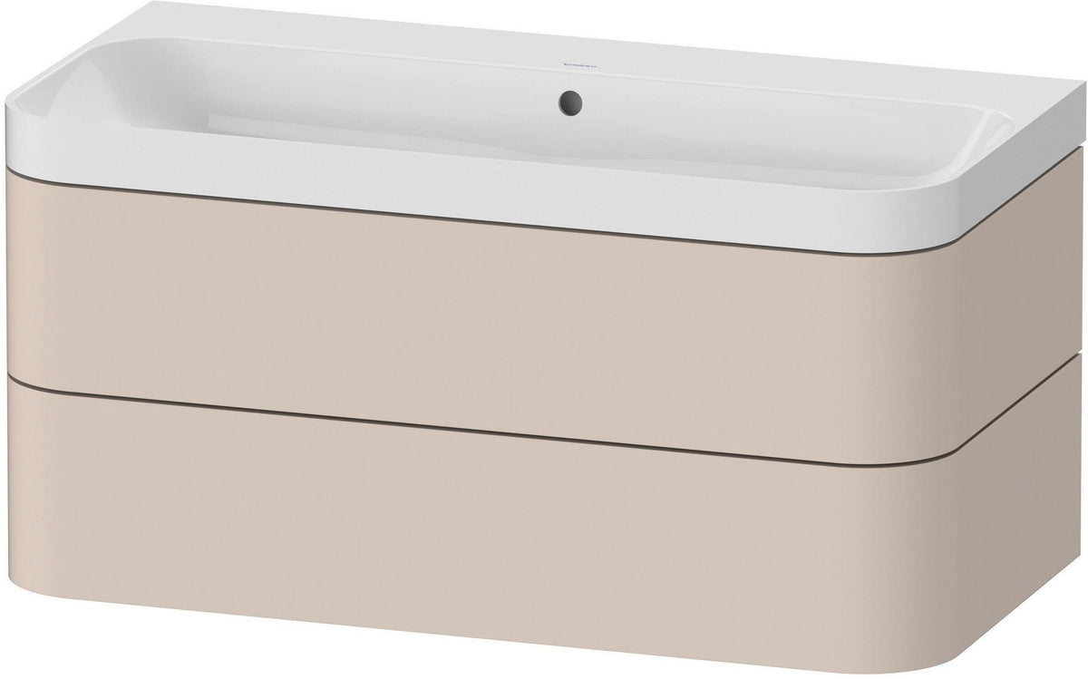 DURAVIT Happy D.2 c-shaped Waschtischset 975 mm wandhängend mit Tip-on und Soft-Close