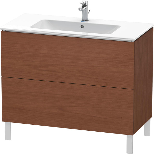 Duravit L-Cube Waschtischunterbau 1020 mm, 2 Auszüge, Amerikanisch Nussbaum, bodenstehend