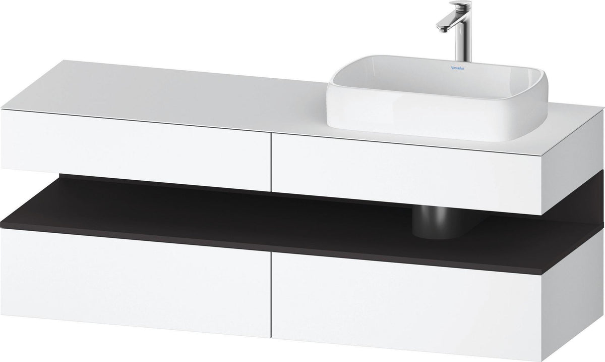 Duravit Qatego Konsolenwaschtischunterbau 1600 mm Weiß Hochglanz mit Eiche Schwarz Nische