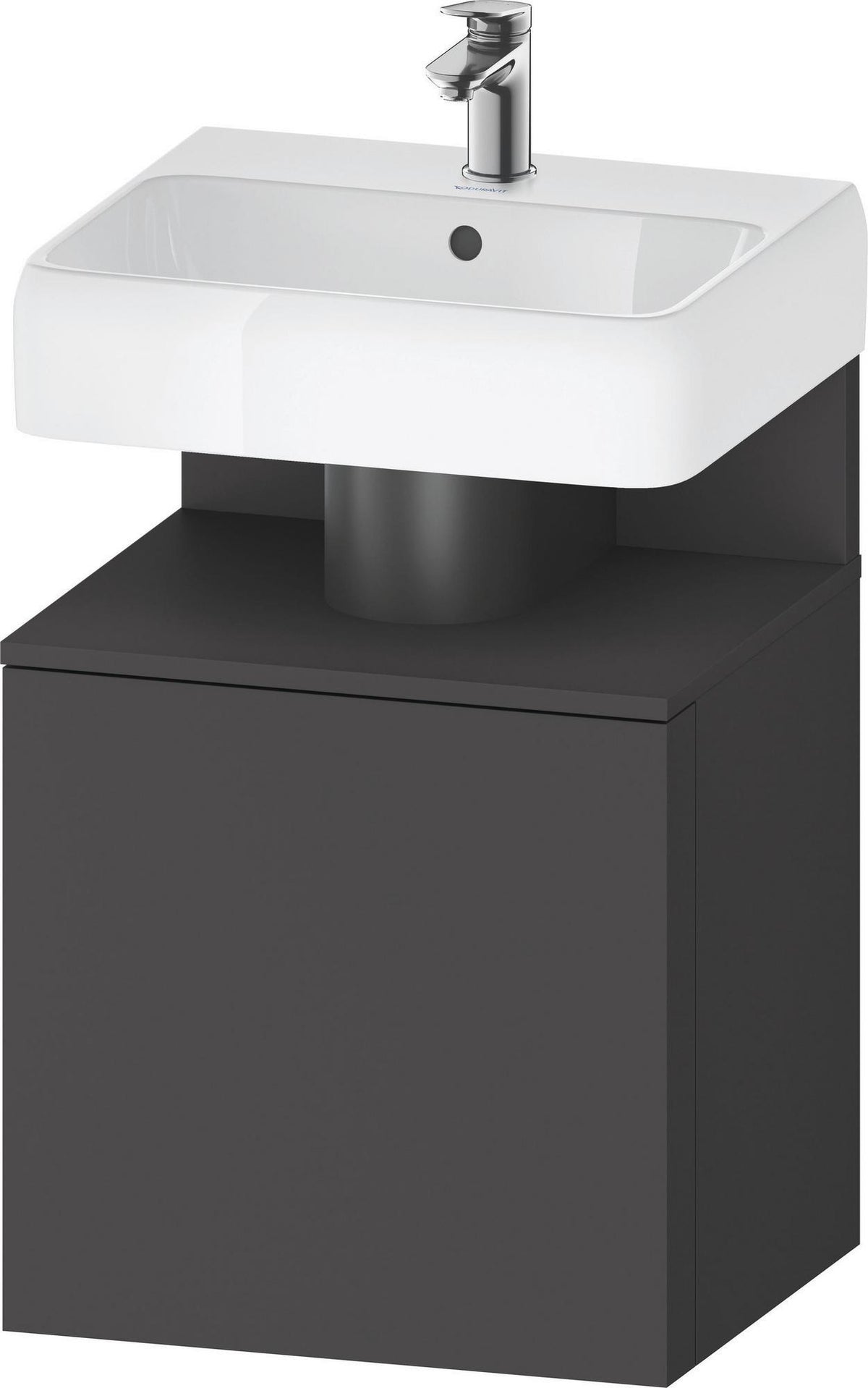 DURAVIT Qatego Waschtischunterbau 490 mm wandhängend, 1 Tür links, Weiß Matt mit Eiche Schwarz Nische