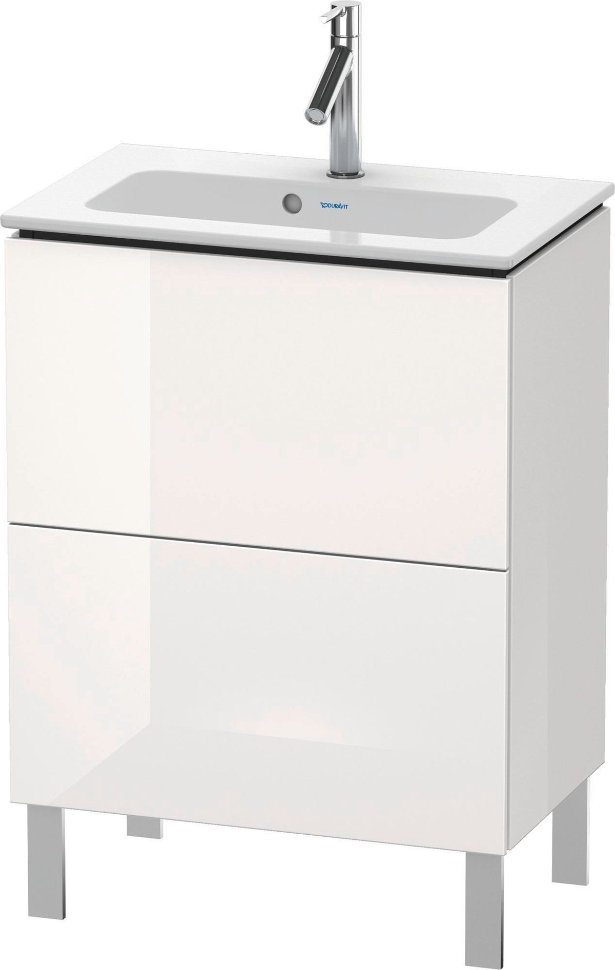 Duravit L-Cube Waschtischunterbau 620 mm, 2 Auszüge, bodenstehend, Weiß Matt – mit Tip-On