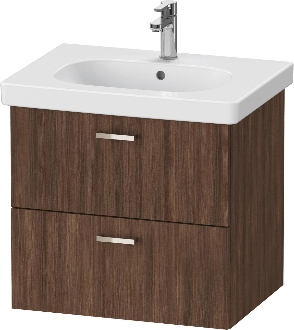 Duravit XBase Waschtischunterbau wandhängend 600 mm, 2 Schubladen, weiß matt – Soft-Close