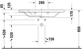 Duravit DuraStyle Möbelwaschtisch 1000 mm weiß mit Überlauf und Hahnlochbank