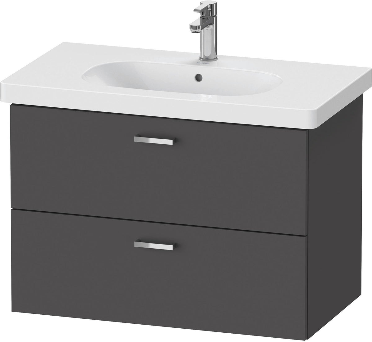 Duravit XBase Waschtischunterbau wandhängend 600 mm, 2 Schubladen, weiß matt – Soft-Close