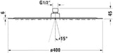DURAVIT D400 Kopfbrause rund 400 mm Chrom – 1 Strahl, Antikalk, Wand- und Deckenmontage